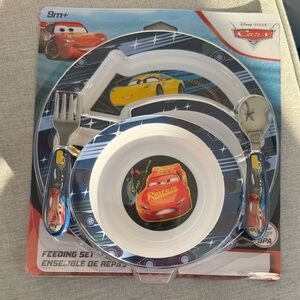 Disney Cars Blue, White, Red Kids Feeding Dinnerware Set